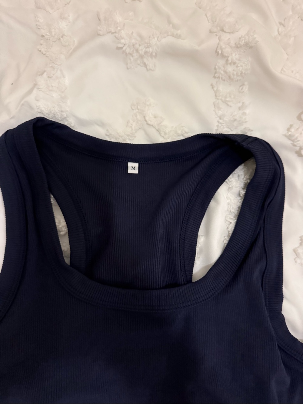 navy blue Racerback Tank and Drawstring Shorts Set - Picture 3 of 3
